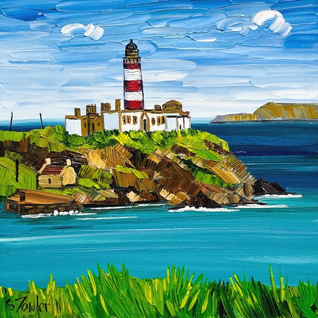 'Eilean Glas Lighthouse Harris (Scalpay Lighthouse)' by artist Sheila Fowler
